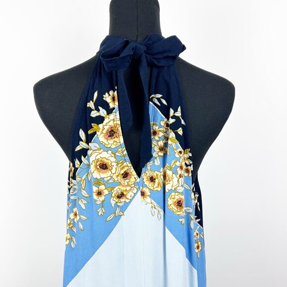 Free People Beat of My Heart Tunic/Dress Blue Floral Bow Anthro Womens Sz Small - Picture 9 of 10